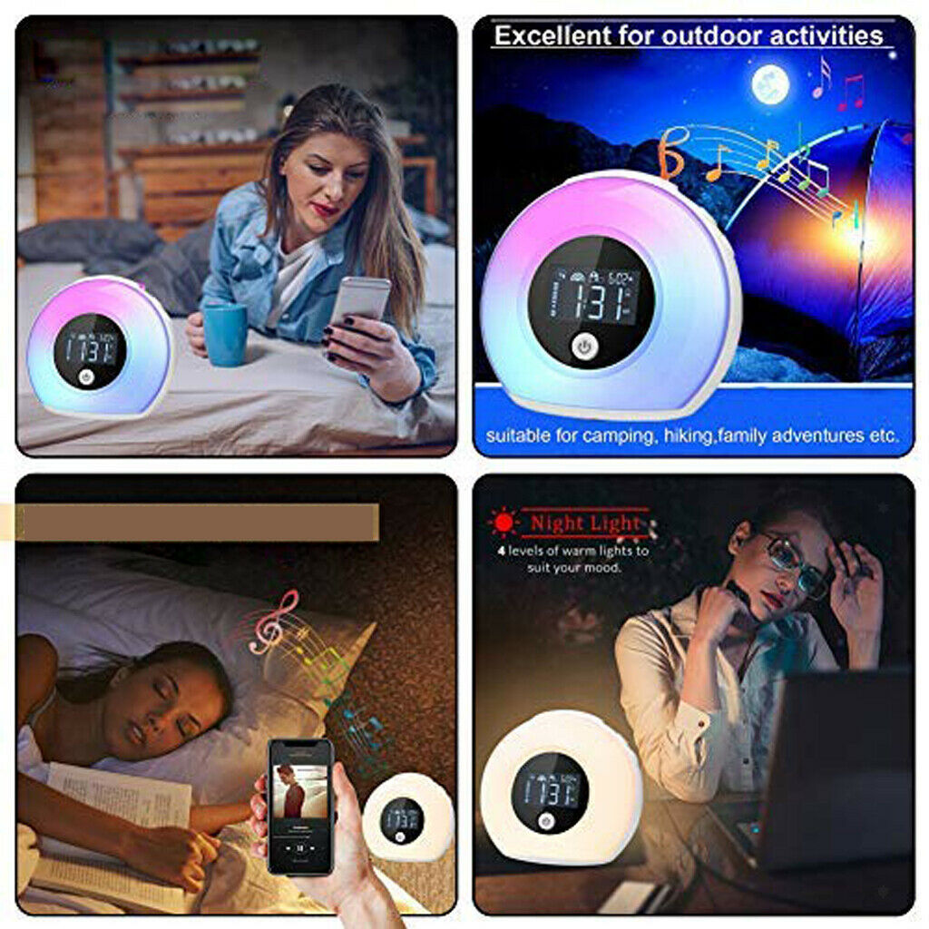 for Night Light with Bluetooth Speaker 5 Color Changing Bedside Lamp Gifts