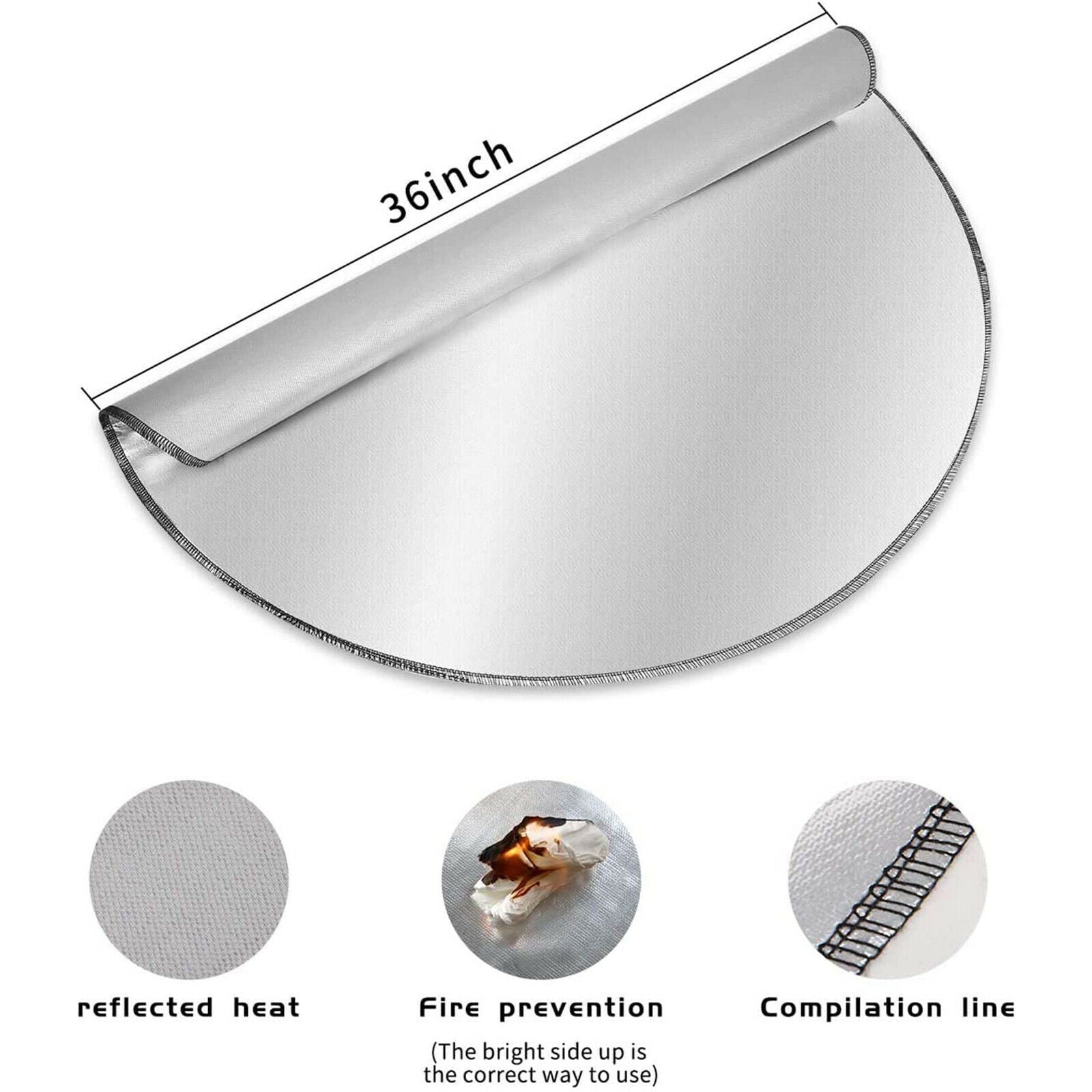 Portable Round Fire Pit Mat BBQ Barbecue Heatproof Grill Mat Deck Protector