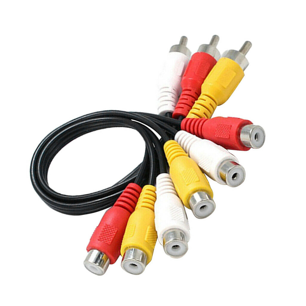 1x AV adapter cable 3 RCA male to 6 RCA female splitter audio video AV