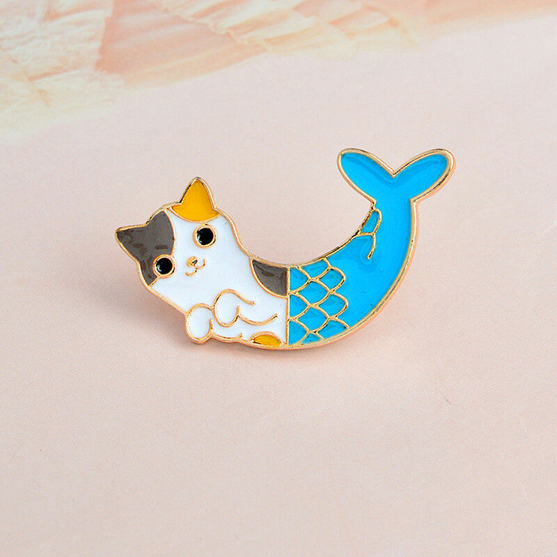 Enamel Mermaid Cat Brooch Pins Shirt Collar Pin Breastpin Women Jewelry Gi.l8