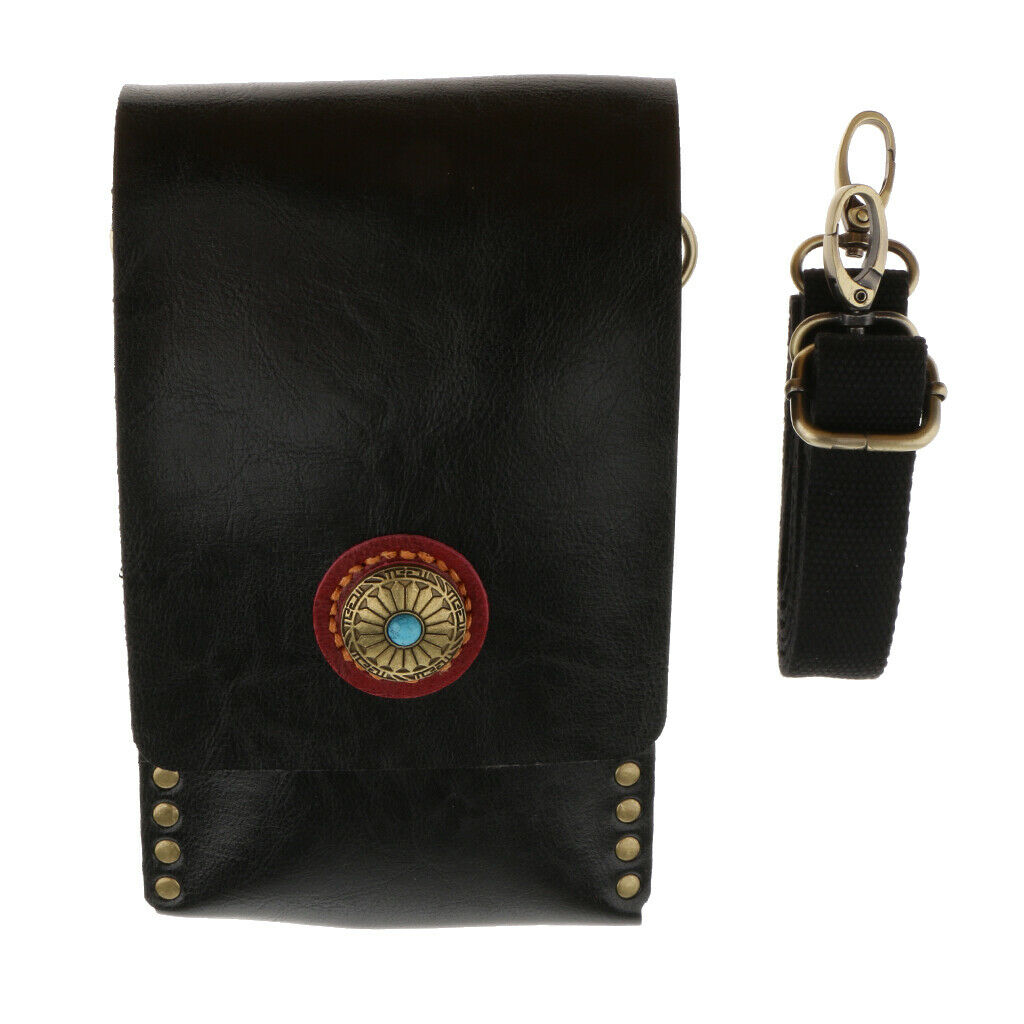 Durable Leather Hair Scissors Comb Clips Bag Barber Tools Holster with Cover