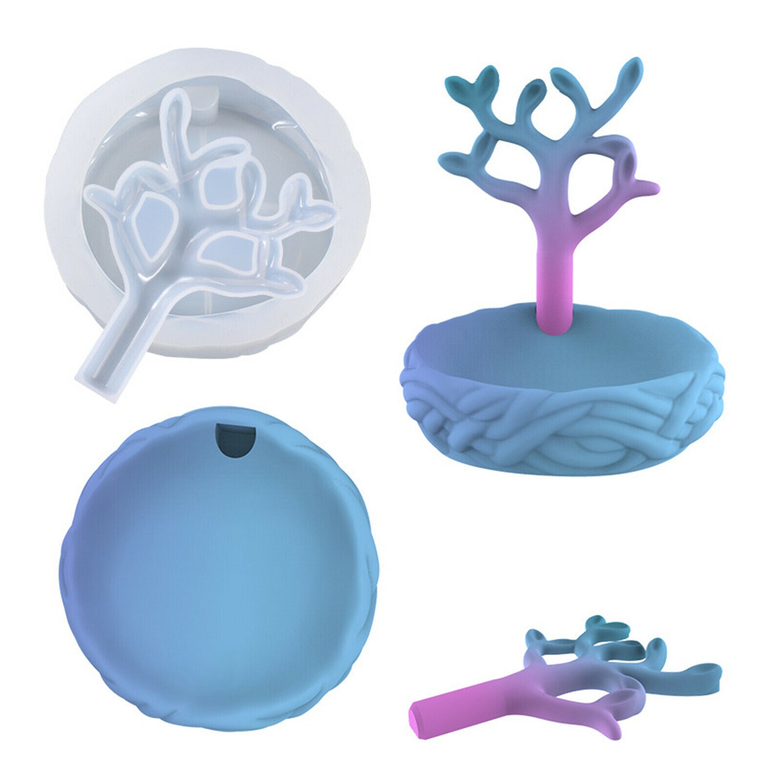 Silicone Jewellery Storage Box Mold Casting Moulds w/ Tree Mold DIY Crafts