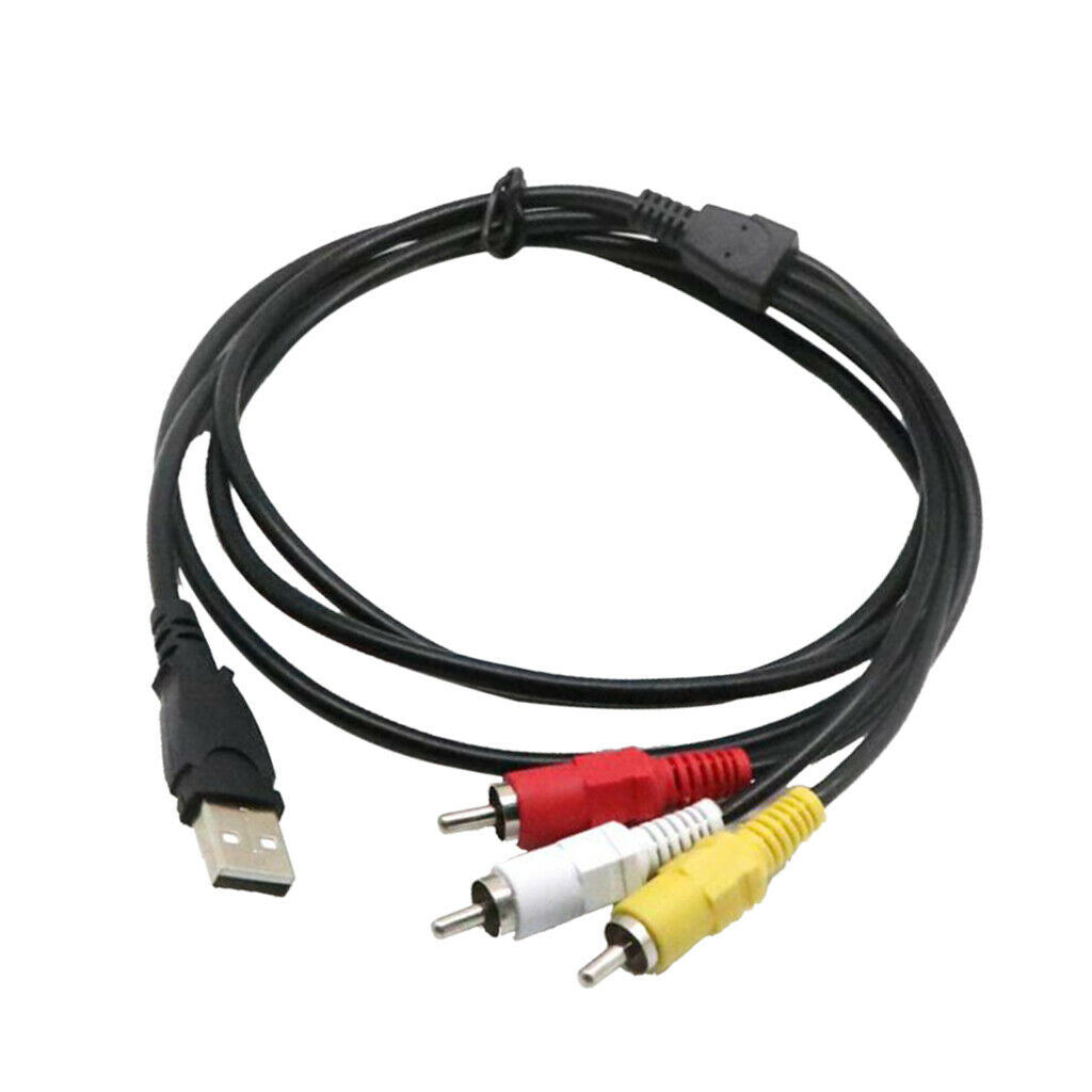 USB A to 3RCA Cable, 1.5m/5ft USB Male to 3 RCA Male Jack Splitter Audio Video