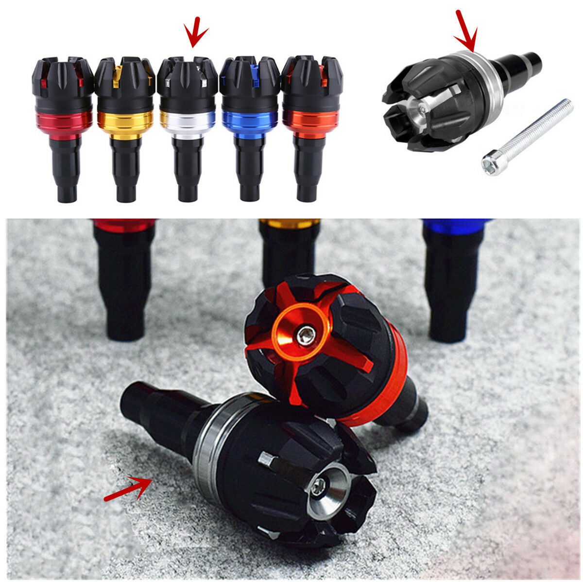 1x 17mm Motorcycle Aluminum Alloy Frame Slider Anti Crash Caps Engine Protector