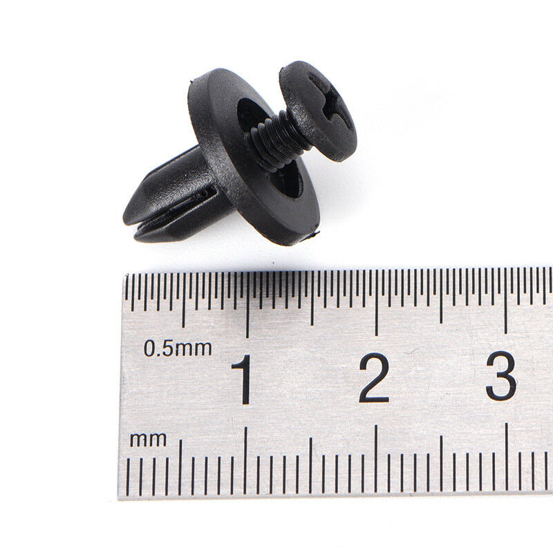 50pcs 6 mm Auto Car Bumper Fender Retainer Push Black Plastic Clips Fasten H Lt