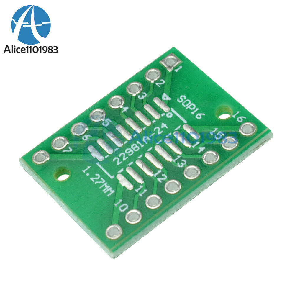 20Pcs SOP16 SSOP16 TSSOP16 To DIP16 0.65/1.27mm IC Adapter PCB Board top