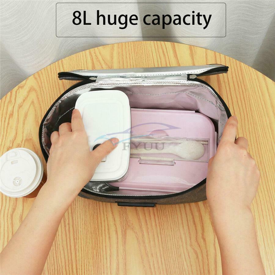 30×15×16cm 8L Gray Oxford Car Portable Food Heating Bag For Traveling & Camping
