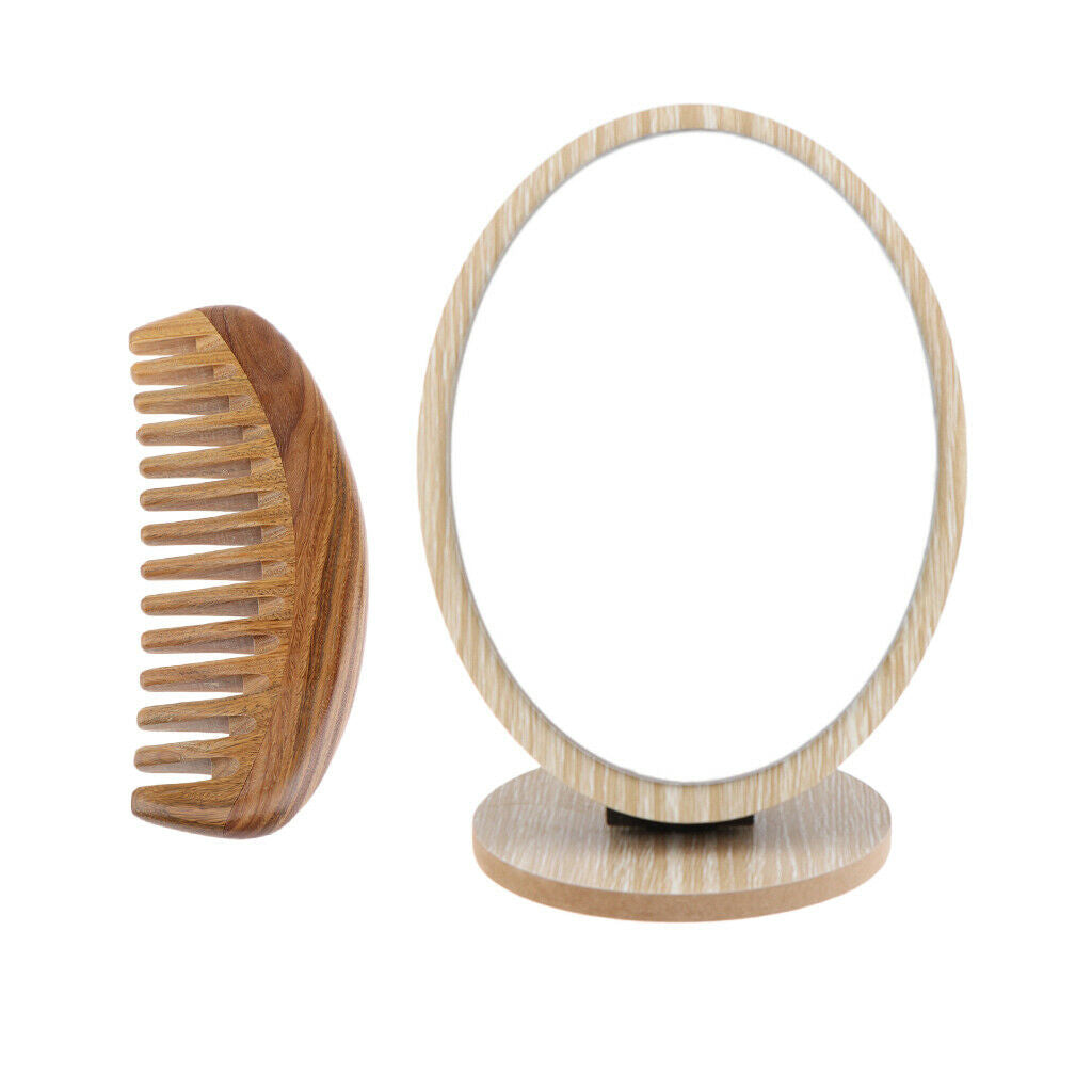 Wide Tooth Green Sandalwood Comb for Hair Smooth & Scalp Relax + Oval Portable
