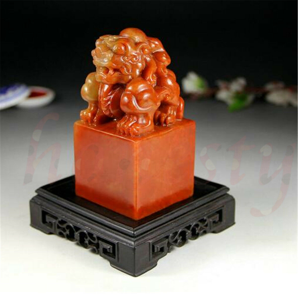 Chinese Shoushan Ancient Beast Carving Seal Sculpture Name Stone Jade DIY Carft