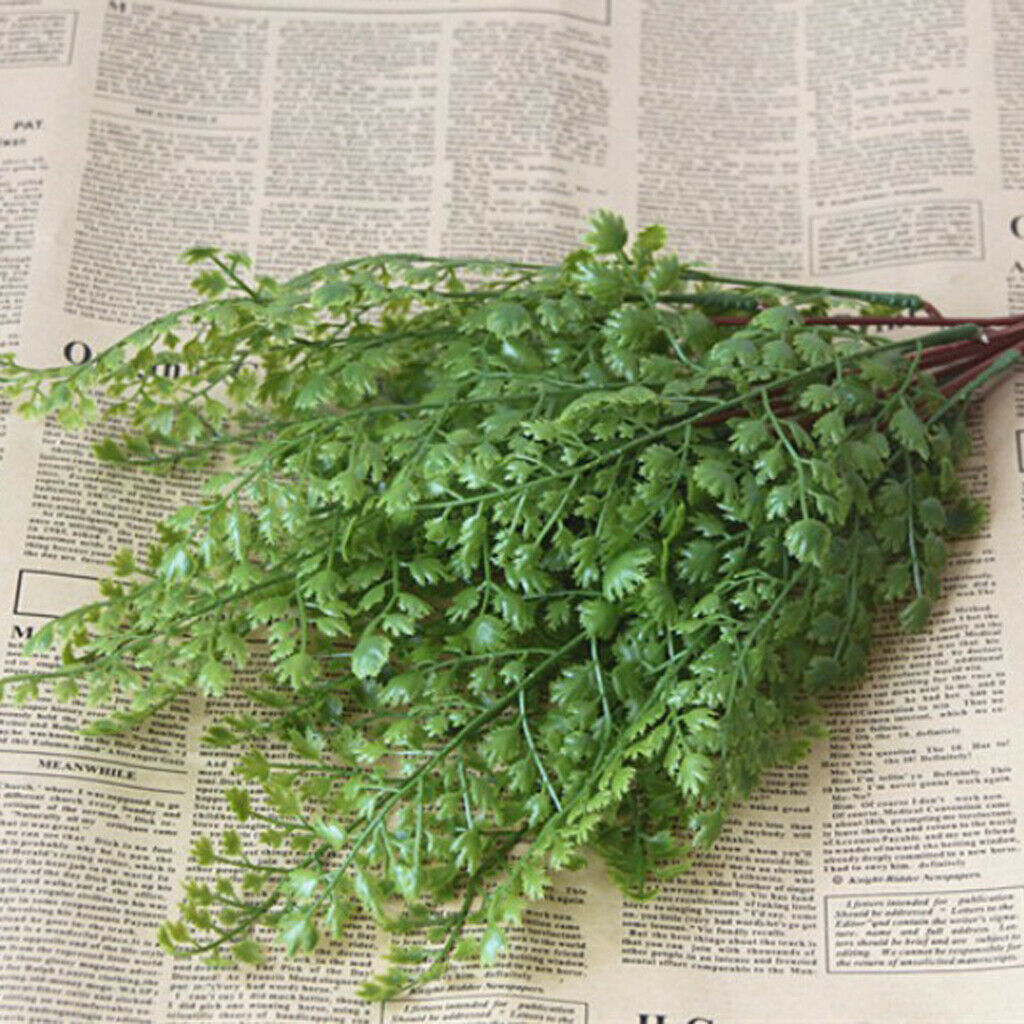7-branch Artificial Plastic Fern Leaves Garden Yard Home Wedding Decor 45cm