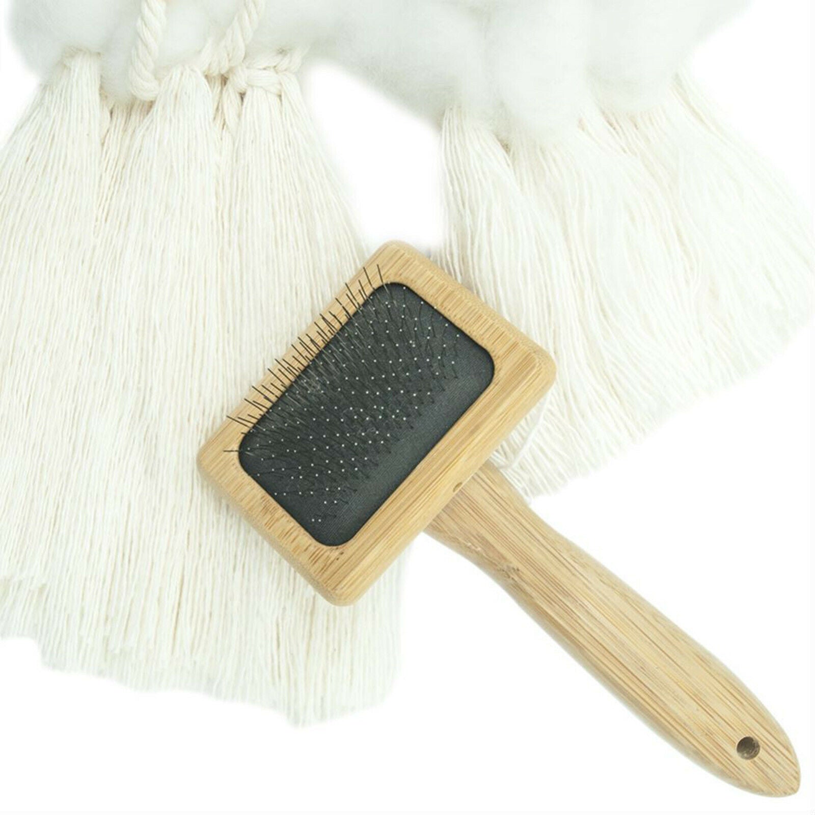 Small Sheepskin Rug Brush Slicker Wooden for Hide & Pelt Care & Cleaning