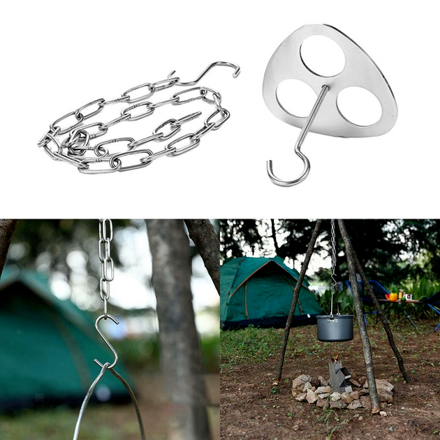 Pot Holder Tools Camping Cooking Tripod Outdoor Campfire Cookware Picnic