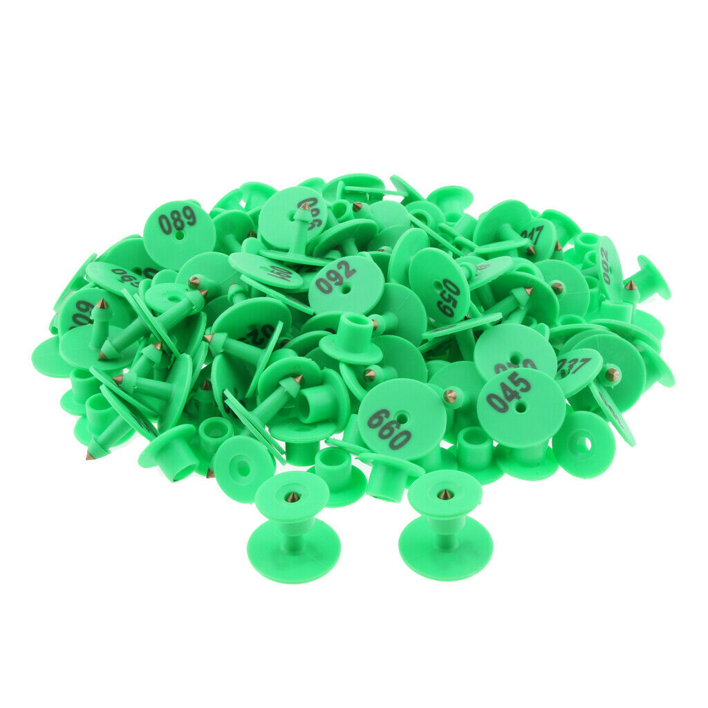 100pcs Small Pre Numbered Cattle Ear Tag for Green