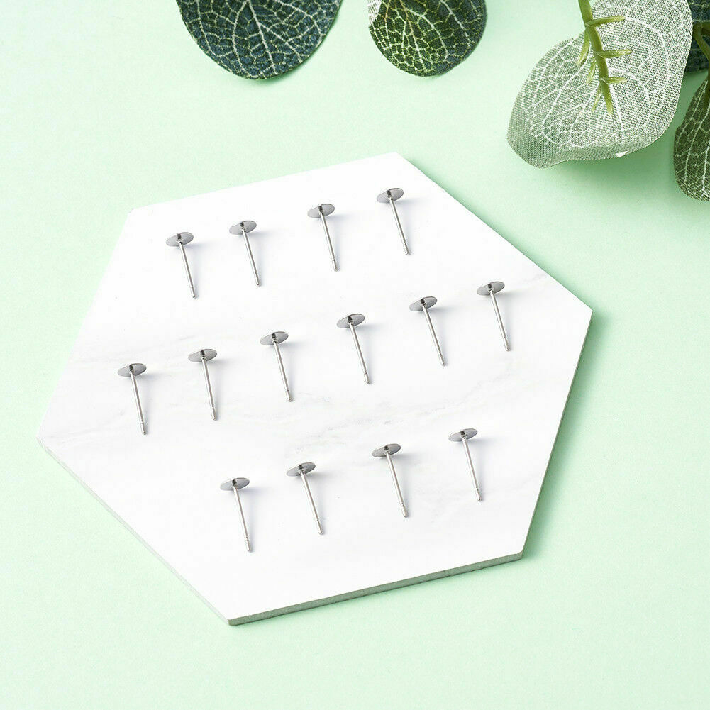 100pcs 304 Stainless Steel Flat Earring Posts Round Pad Pegs Stud Findings 5mm