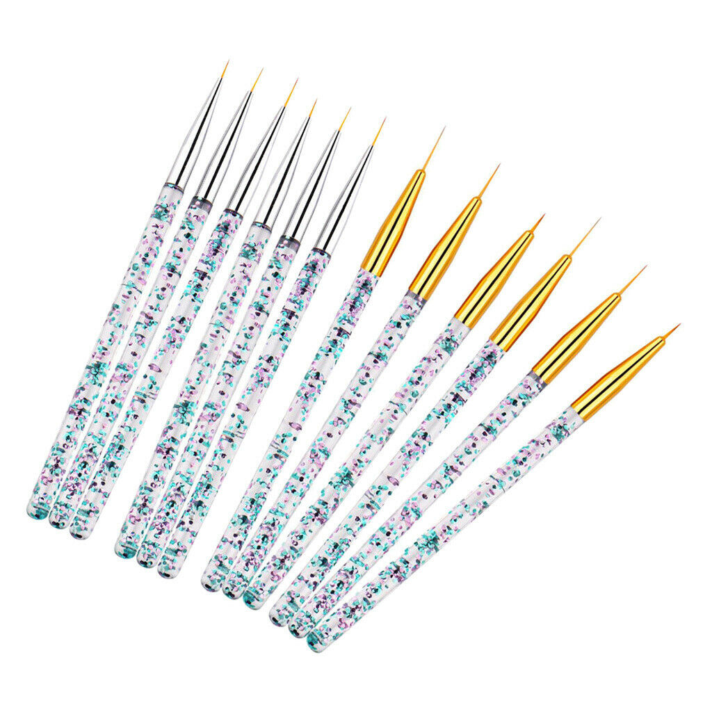 12x Professional Nail Art Liner Striping Brush for Thin Lines Tiny Details