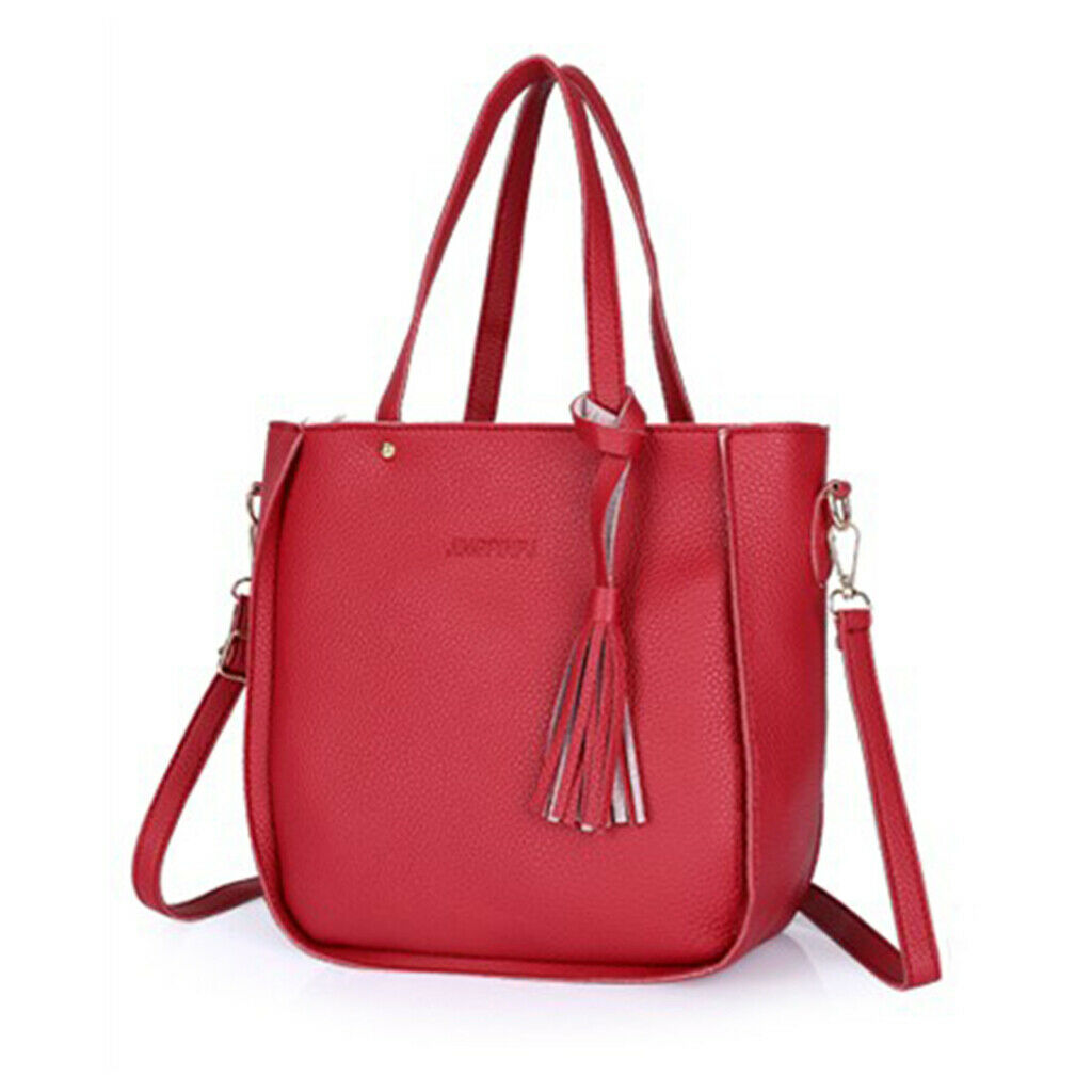 3x Four Pack Pu Leather Handbag Cross Body Shoulder Shopping Bag Purse