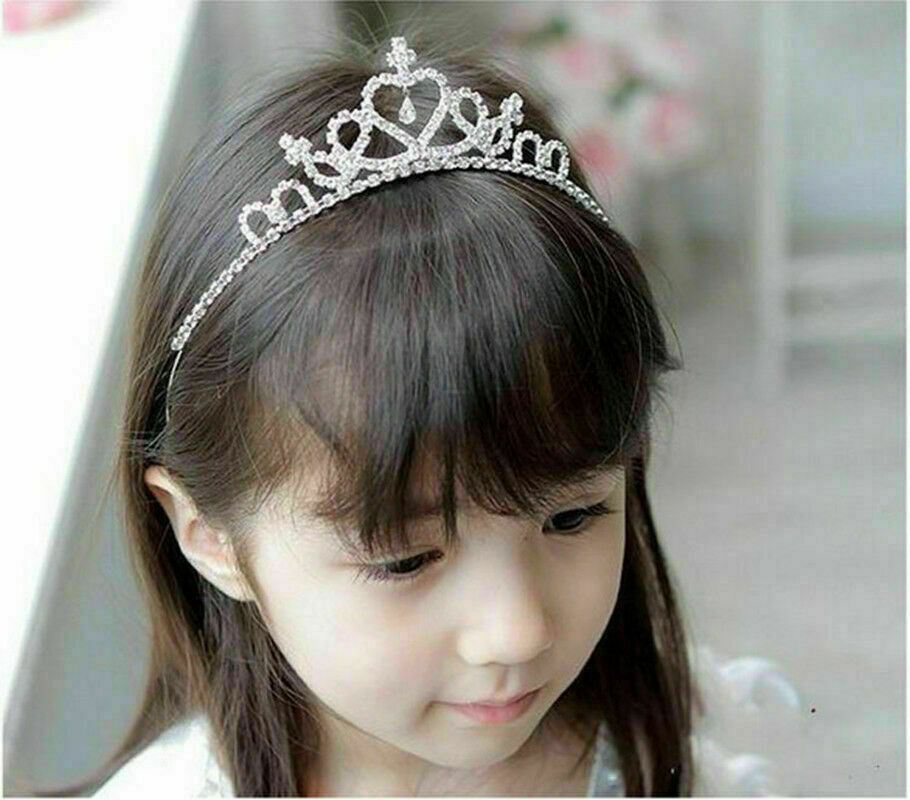 Girl Kids Bridal Bridemaid Princess Crystal bling Hair Crown Head band Tiara UK
