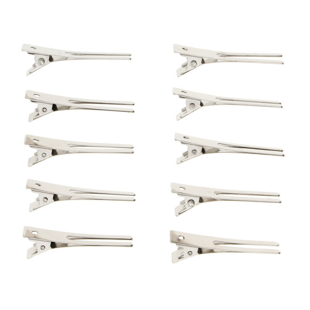 10pcs Metal Double Prong Alligator Clips Beak Clips DIY Headdress Craft 45mm