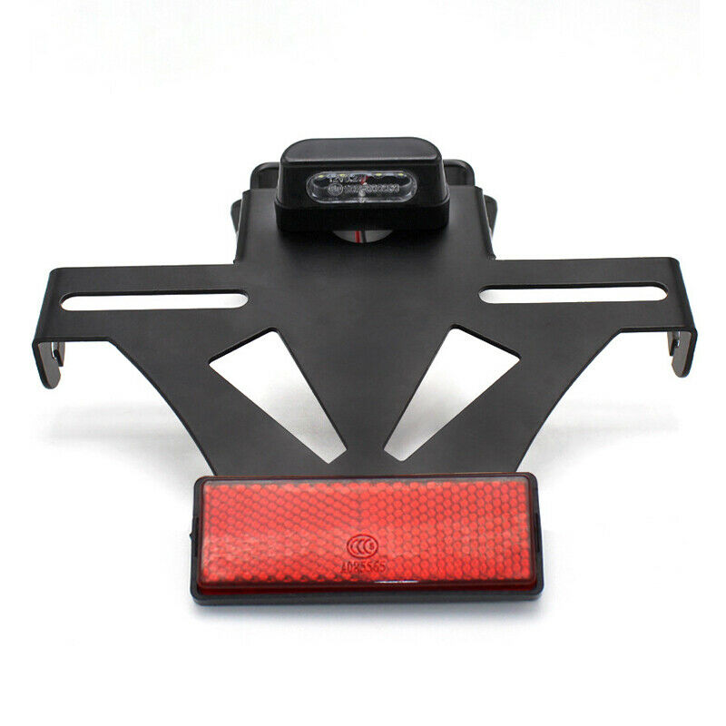 Motorcycle E-Bikes Red Reflective Brake Light Bracket License Plate Holder Kit