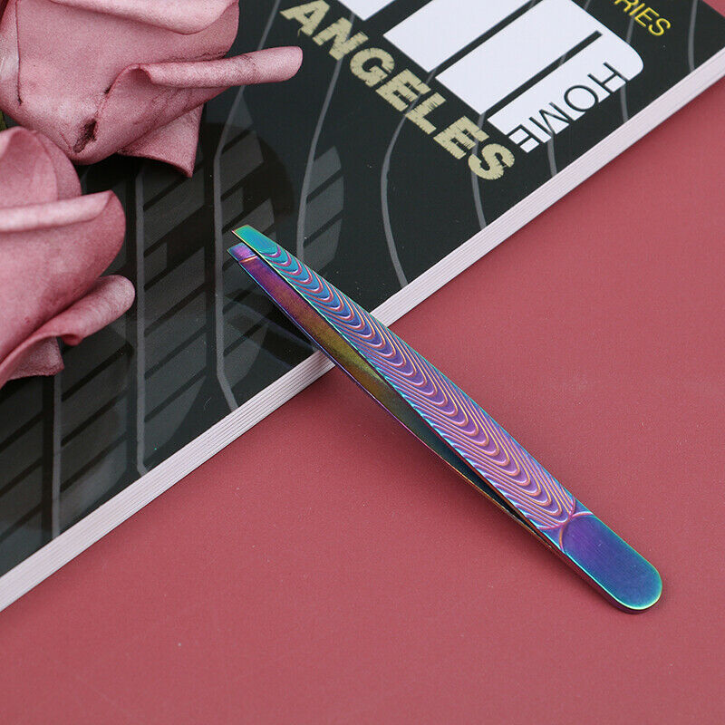 1×Eyebrow Tweezers Clip Slanted Incline Tip Hair Remover Plucker Stainles.l8