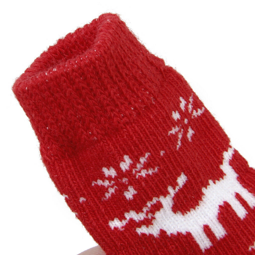 Christmas Reindeer Pet Dog Puppy Cat Non-Slip Socks with Paw Prints Size S