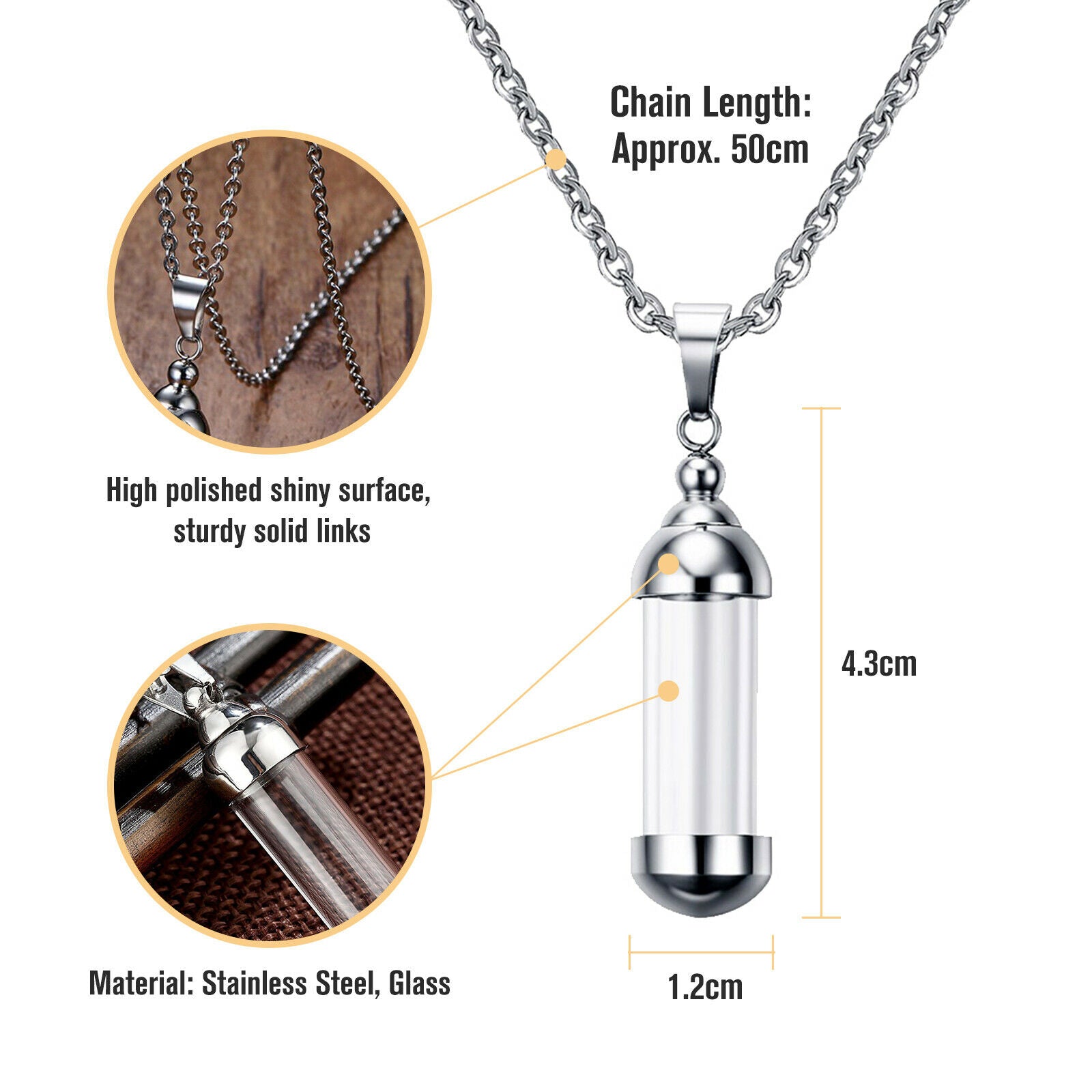 2Pcs Container Pet Urn Pendant Necklace Memorial Jewelry DIY Accessory