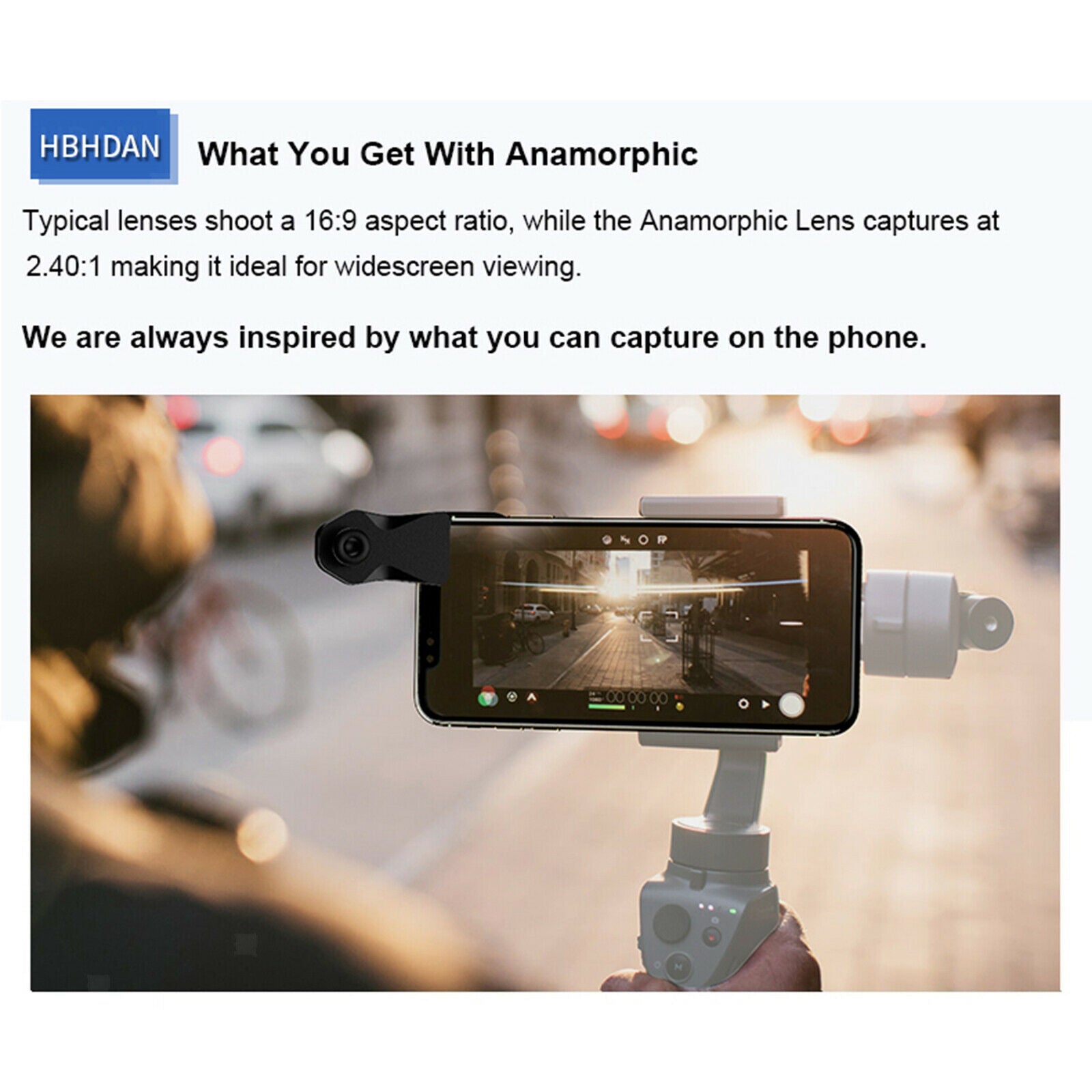 Telephone Camera Lens, 1.33x Anamorphic Lens for VLOG Widescreen Films,