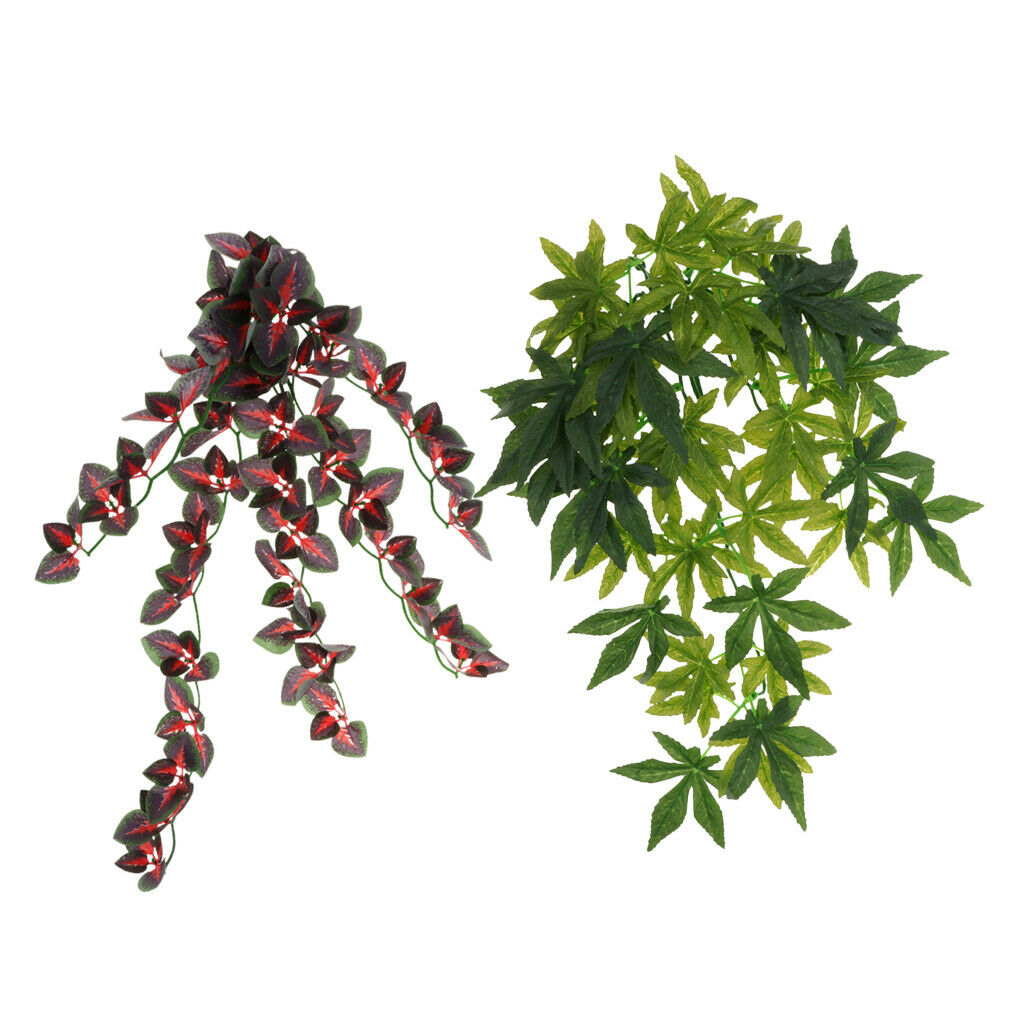 2xReptile Vivarium Decoration Aquarium Ornament Artificial Ivy Vines Climber