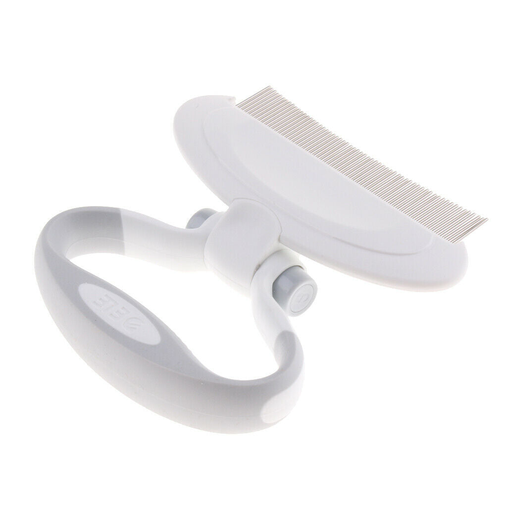 Pet Dog and Cat Grooming Rake Comb with Rotary Handle Massage Skin White