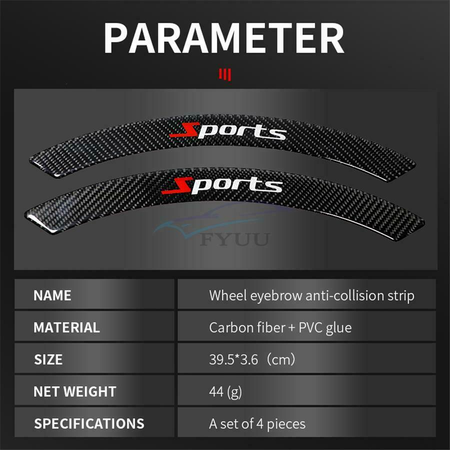 4 Pieces 39.6×3.6CM Scratch Resistant Car Fender Arch Mudguard Decoration Stripe