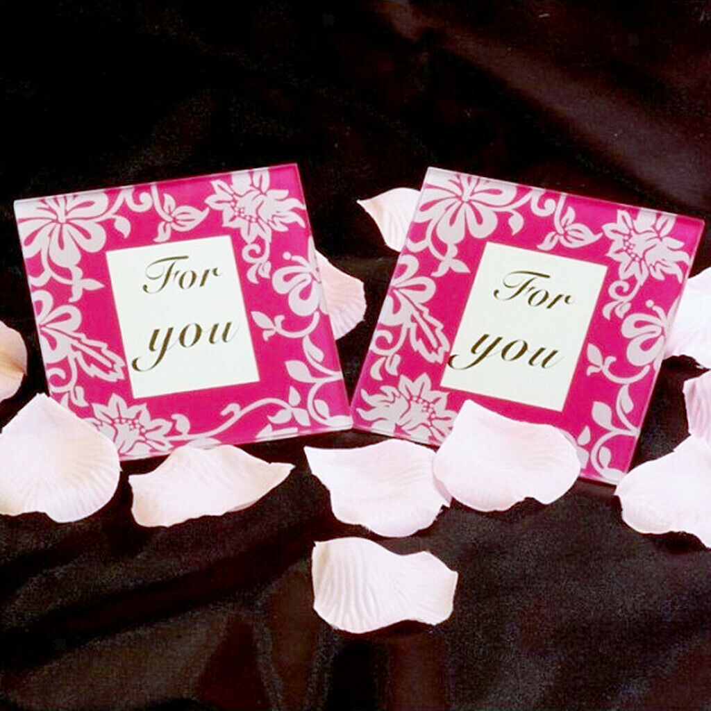 2pcs Pink Flourish Glass Photo Coaster Set Graduation Season Wedding Gift
