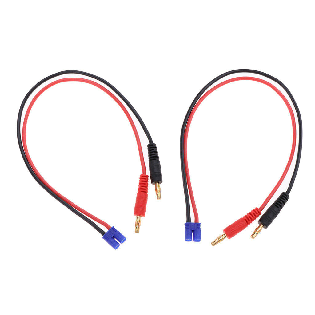 2x4mm Banana Plug  Connector to Male EC2 RC Charge Cable16AWG