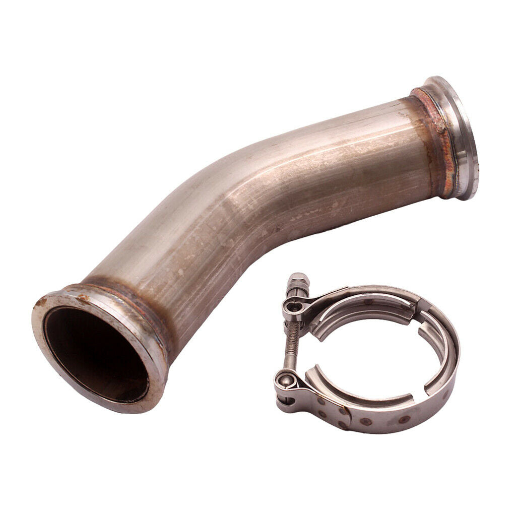 Stainless Steel 45 Degree Pipe Tube Turbo Downpipe w/ V band Flanges Clamp