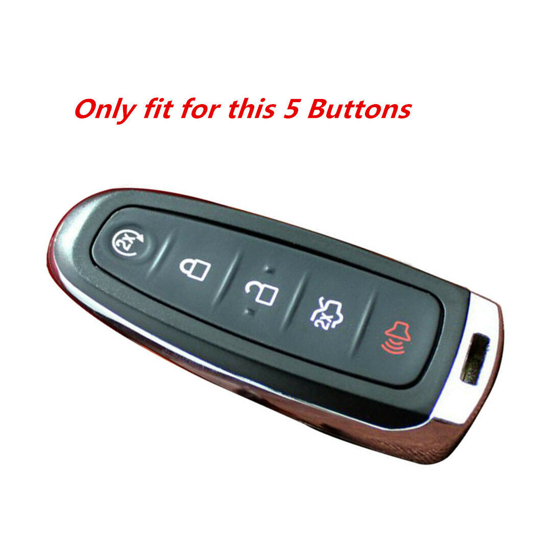 Black Leather For Ford Edge Taurus Smart Remote 5 Buttons Key Cover Case Fob