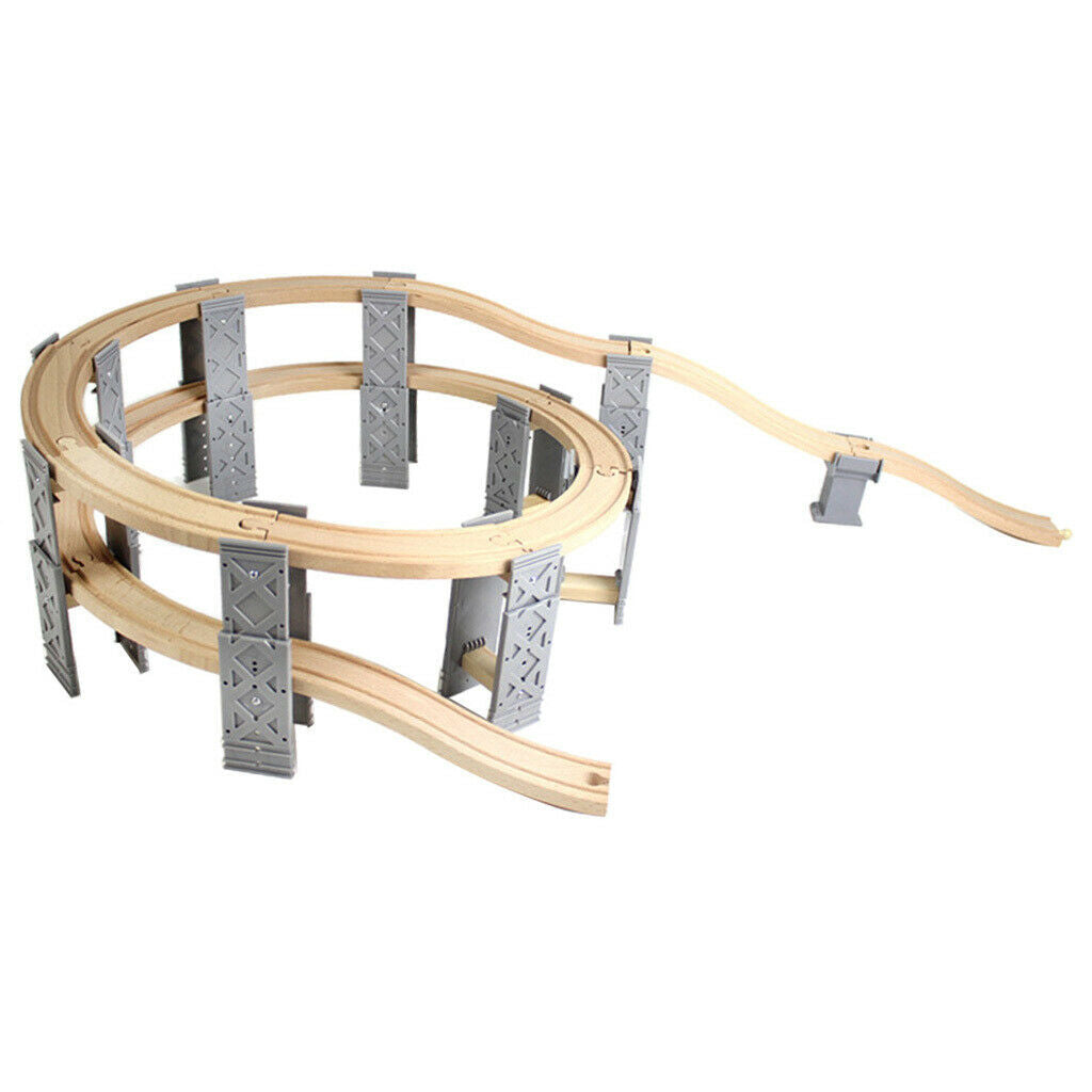 Wooden City Spiral Track Trains Building Accessories for Kids DIY Toys