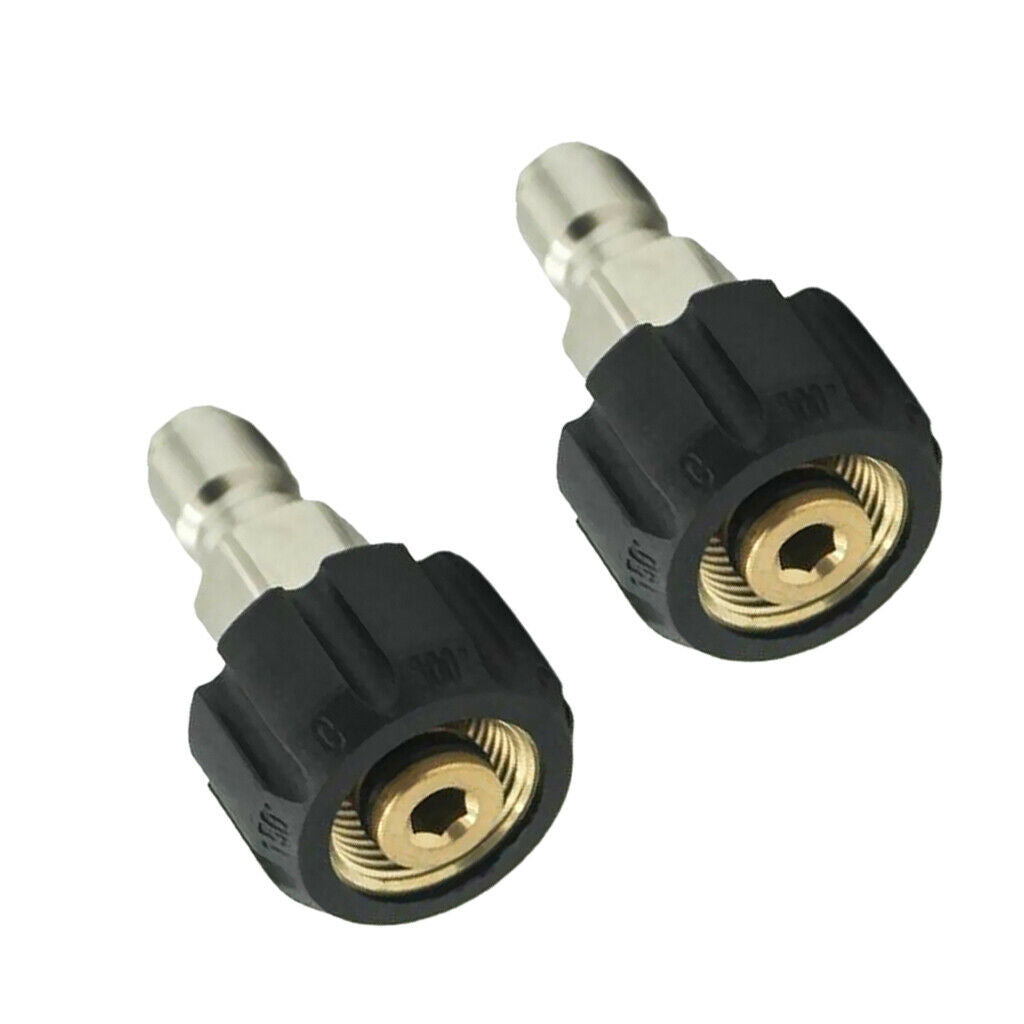 2x Quick Release Female Connector For Pressure Washer 14mm M22x 1/4'' Male