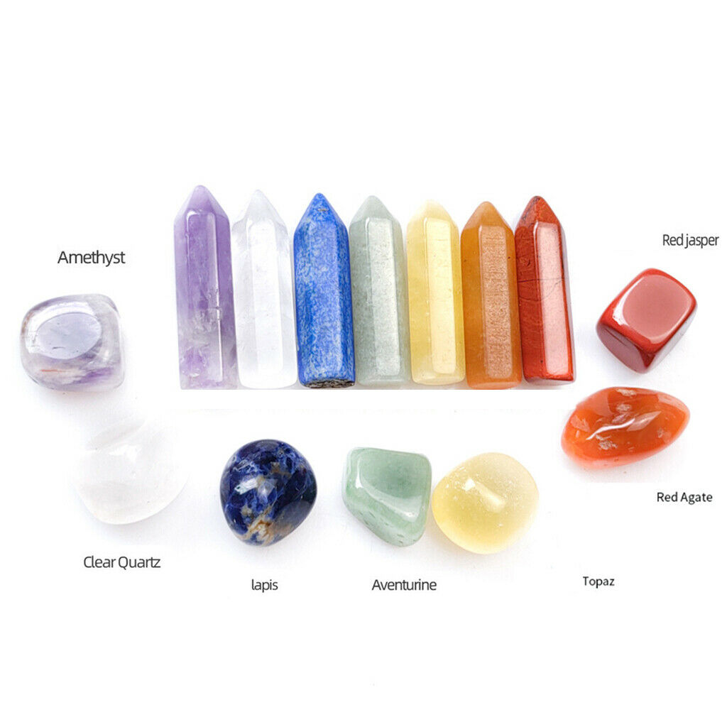 Multi-colored Crystal Energy Stones Hexagonal Column Red Jasper Topaz Gems