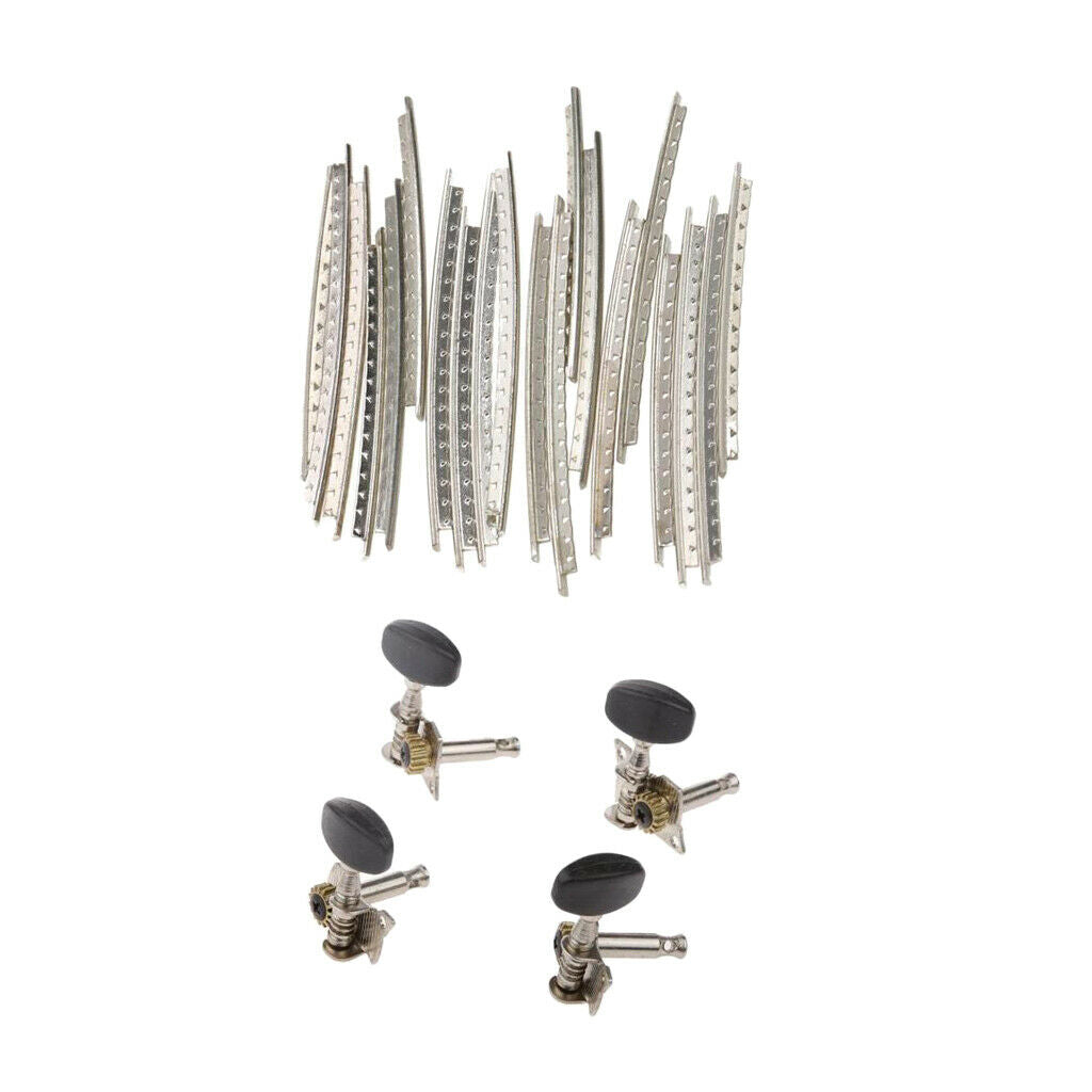 20Pcs Cupronickel Ukulele Fretwires with 4pcs 2R2L Metal Ukulele Tuning Keys 4
