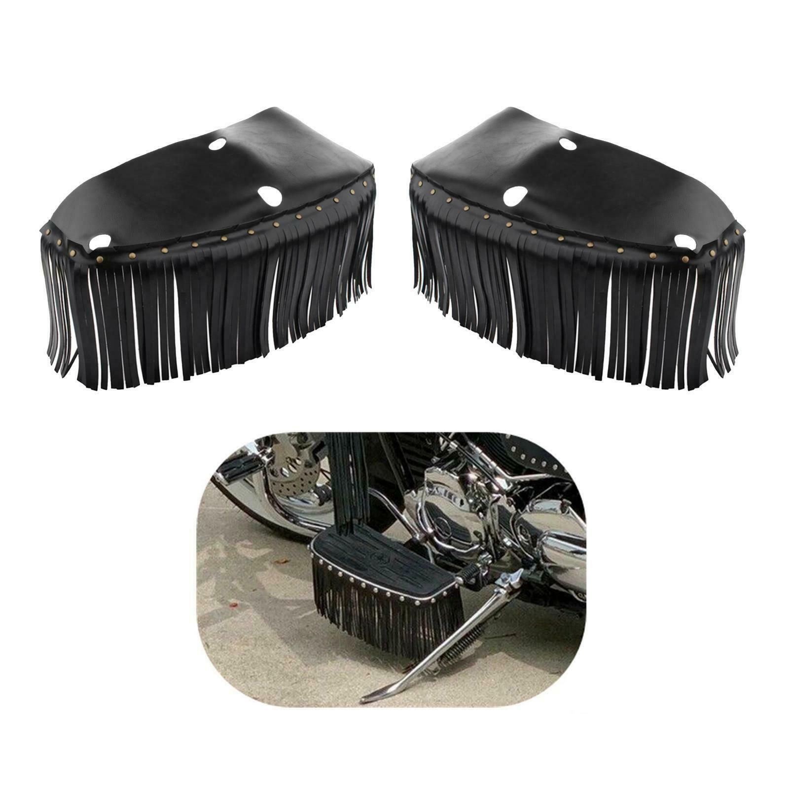 Motorcycle Front Driver Floorboard Cover with Tassel Rear Floor Board Fringe