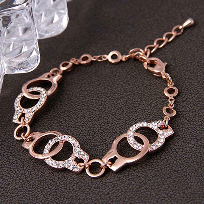 Fashion Women Punk Marble Adjustable Bracelet Bangle Chain Crystal Wristband