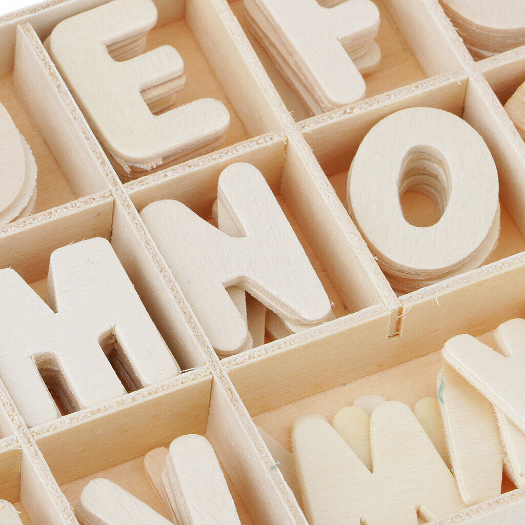 156x/Box Wooden Letters Alphabet Shapes DIY Education Toys Craft Decoration