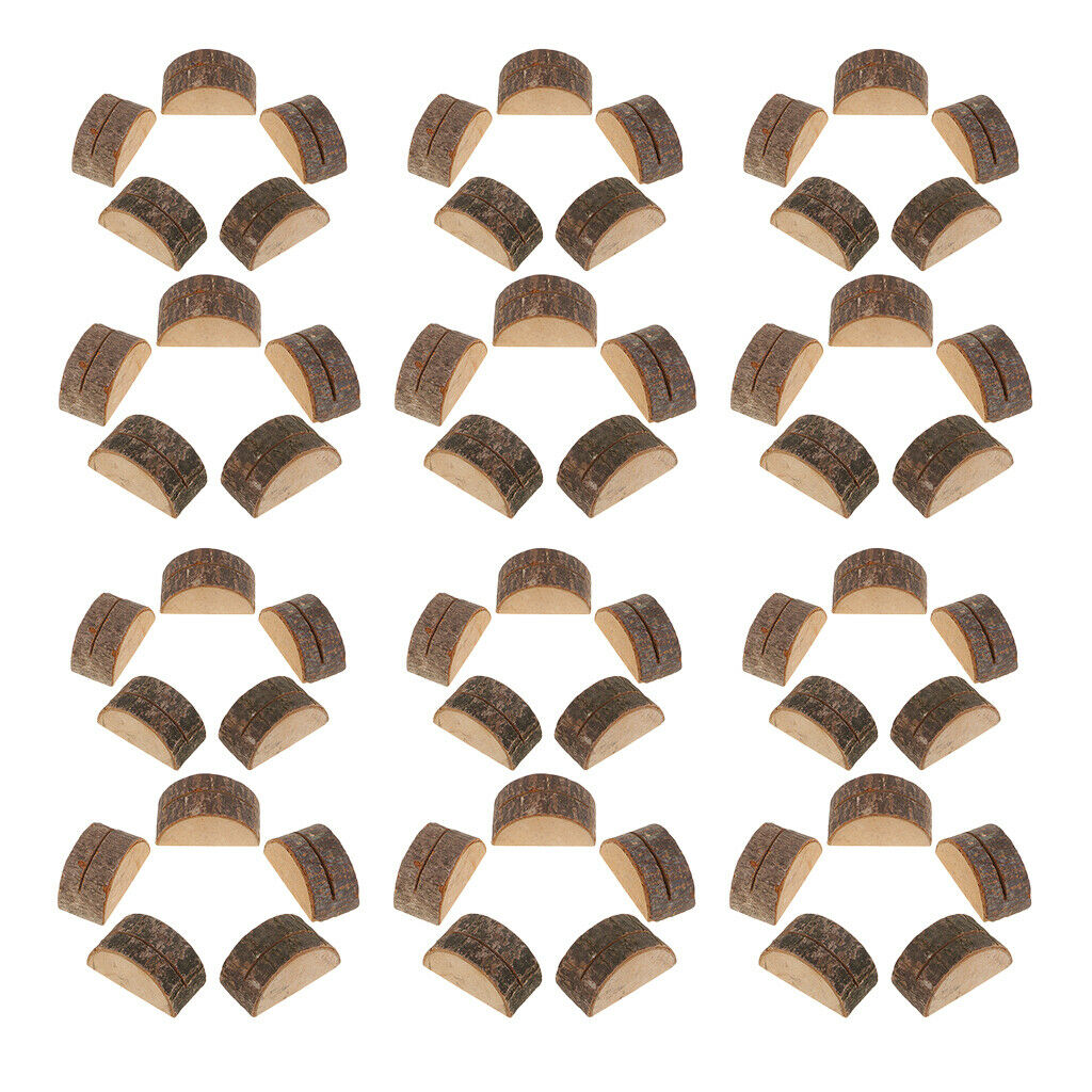 60 Pack Rustic Wooden Name Place Card Set  Wedding Party Stand Clip