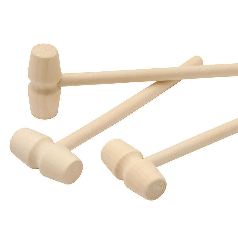 10x Wooden Hammer Flat Head Small Unpainted Kids Games Educational Toys Baby