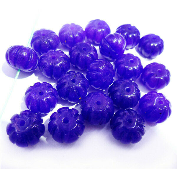 20Pcs 12x9mm Blue Malay Jade Carved Pumpkin Spacer Loose Beads Halloween HH8432
