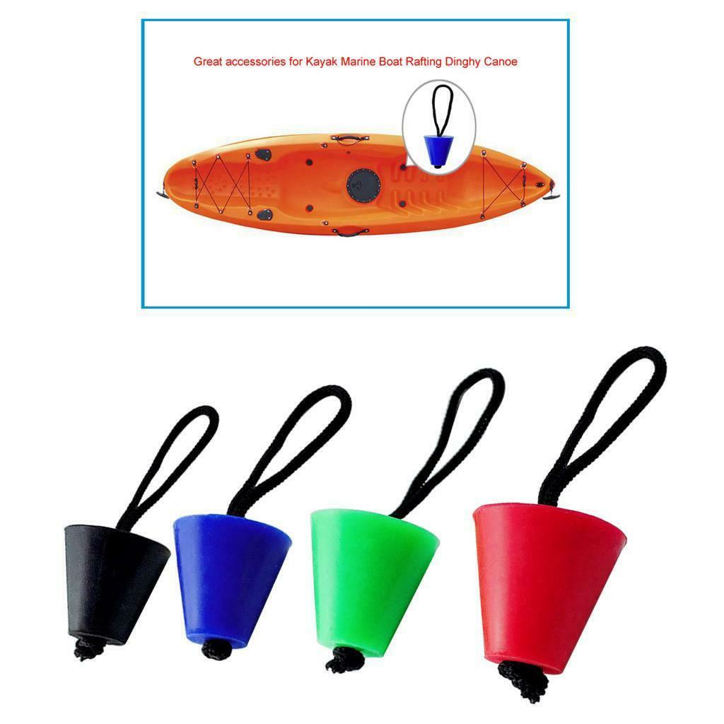 4Pcs Rubber Kayak Canoe Boat Scupper Plugs Drain Holes Stopper with Rope