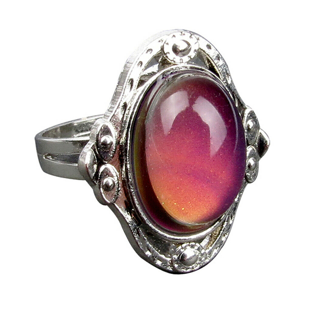 Prettyia Retro Style Mood Gem Ring Necklace Emotion Colour Change Adjustable