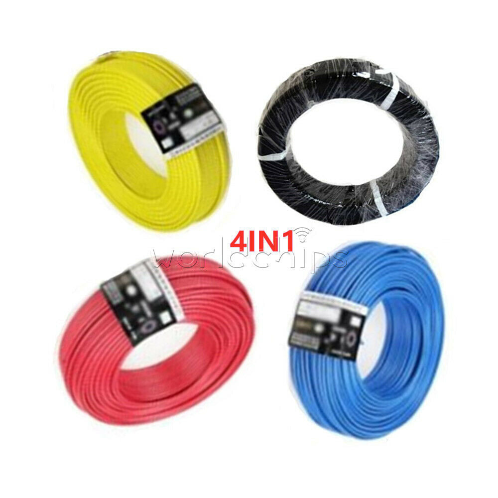 4in1 9 Feet Red/Yellow/Blue/Black Flexible Stranded of UL-1007 24 AWG Wire Cable