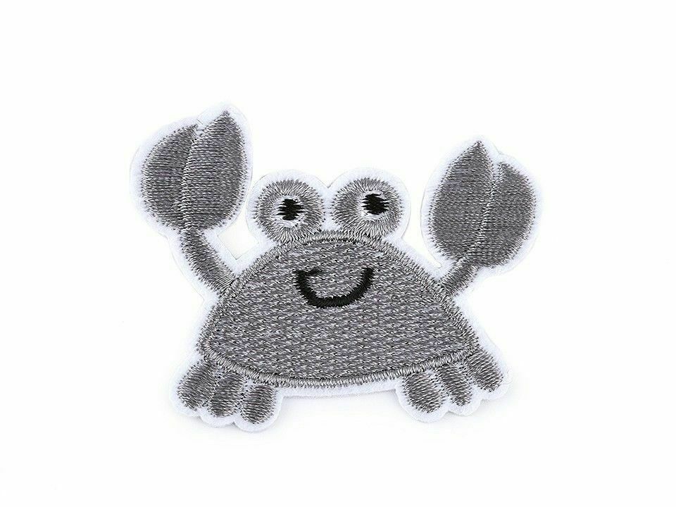 1pc 3 Grey Iron-on Patch Crab Patchesand Sew-on Patches Sew-on Reflective Hab...