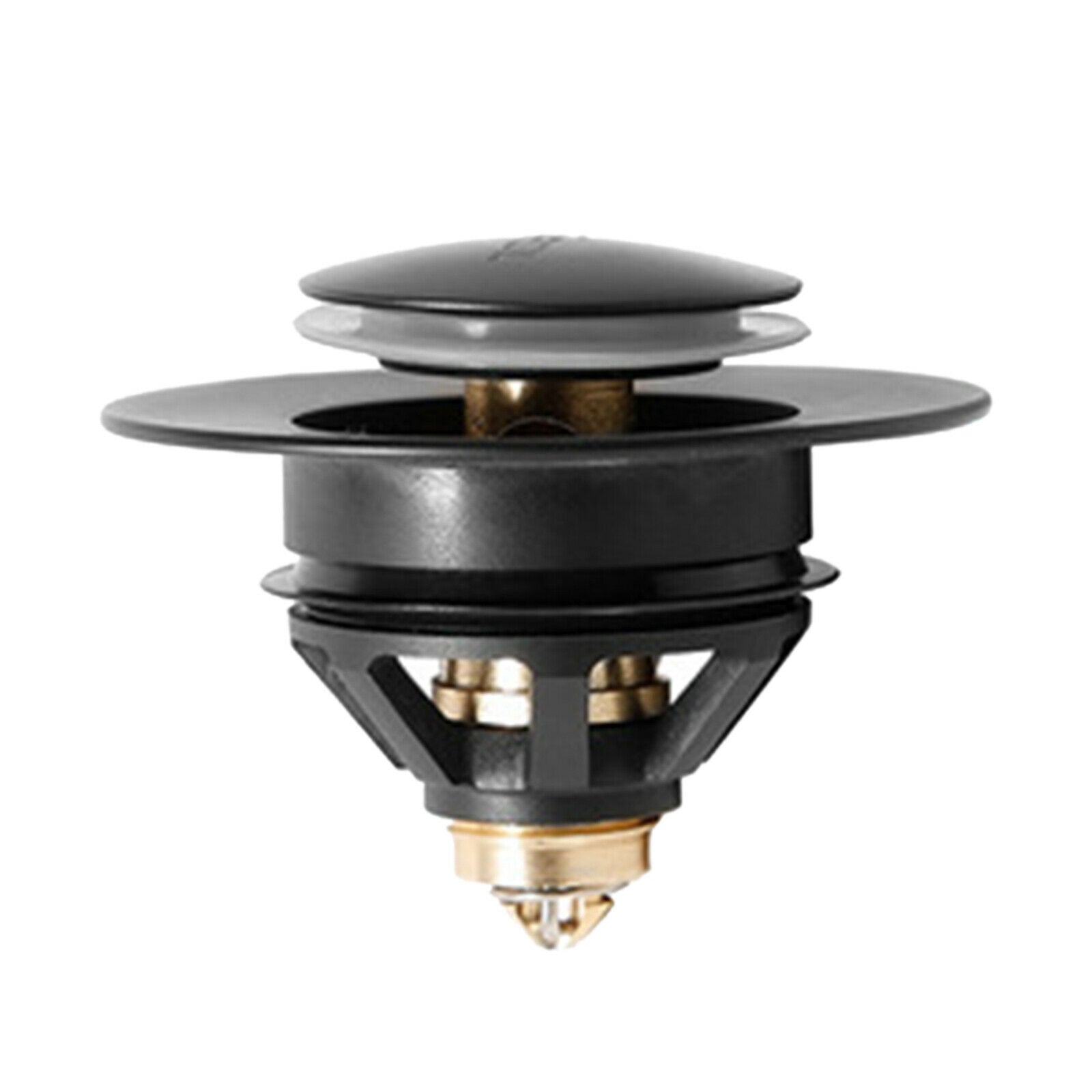 2-in-1 Wash Filter Sink Bathtub Plug with Basket Bathroom 37 to 40mm Black