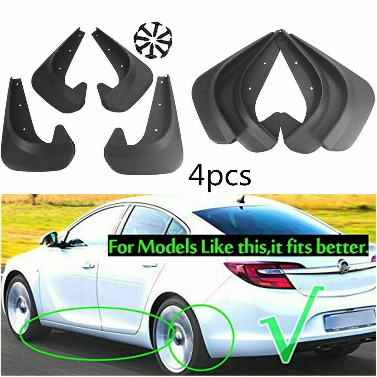4Pcs Car Fender Splash Guards Mud Flaps Mudflaps Mudgurads Universal EVA Plastic